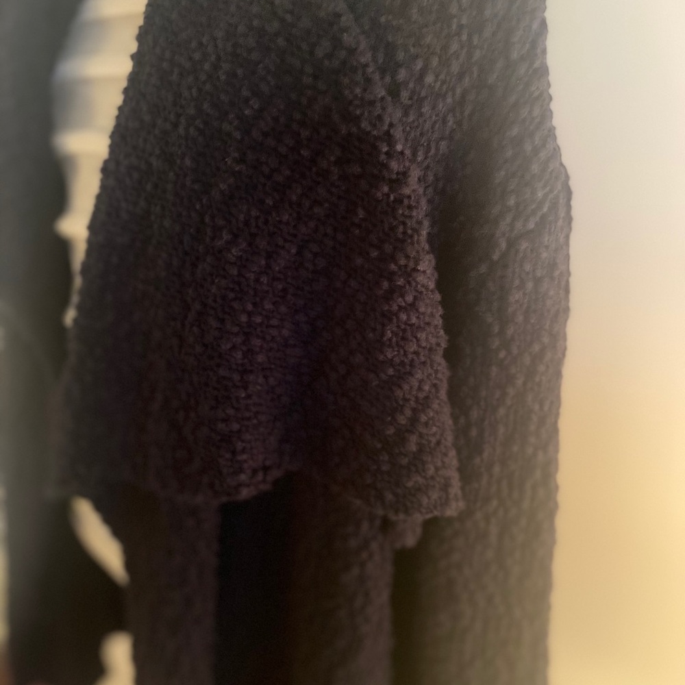 Indigo shrug sweater with floppy lapels